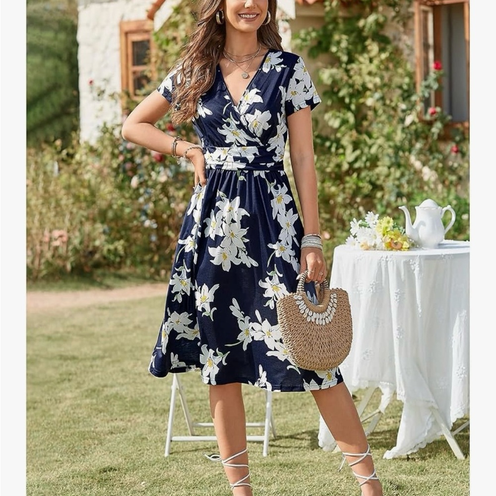 NEW tropical Wrap Midi Dresses